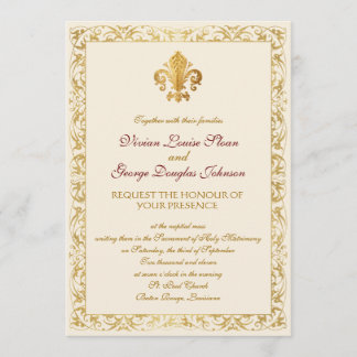 Fleur-de-lis Themed Wedding Invitation