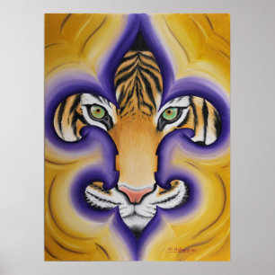 Fleur de lis Tiger Poster