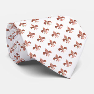 fleur de lis tiled pattern rose gold neck tie