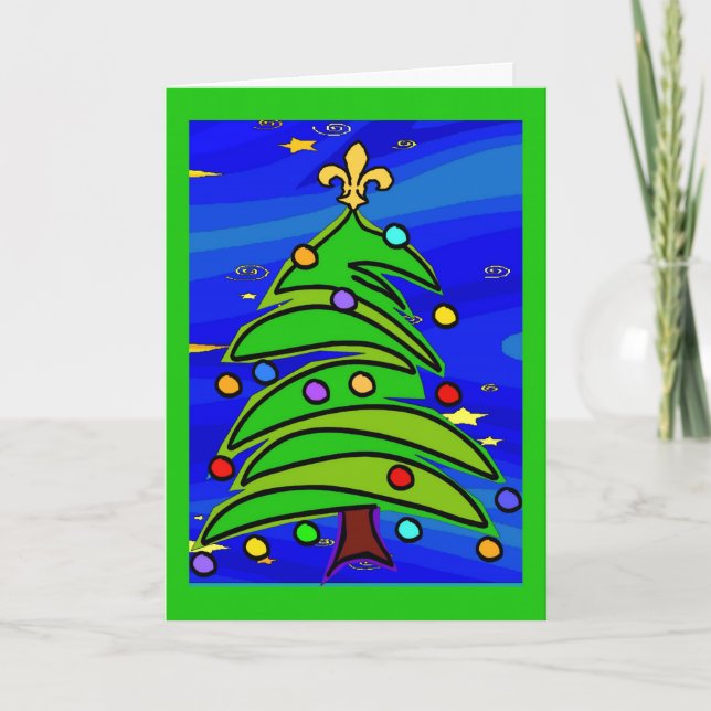 Fleur De Lis Tree Holiday Card (Front)