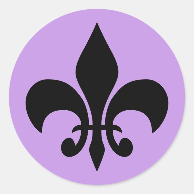 Fleur de lis Violet Round Sticker (Front)