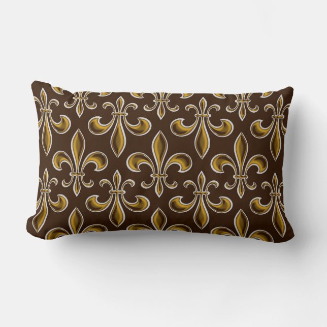 Fleur De Lis Wallpapered Lumbar Pillow (Front)