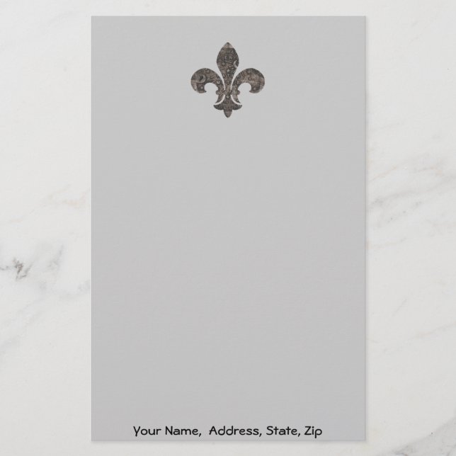 Fleur De Lis Water Metre Lid, Name address customi Stationery (Front)