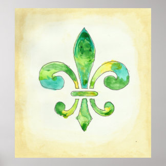 Fleur De Lis Watercolor Poster
