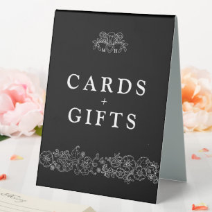 Fleur de lis wedding black white wedding gift sign