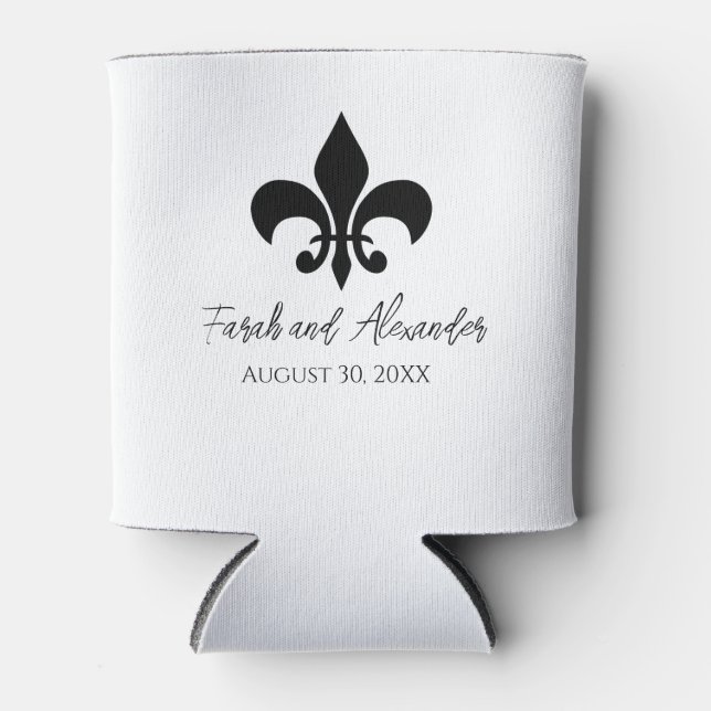 Fleur de Lis Wedding   Can Cooler (Front)