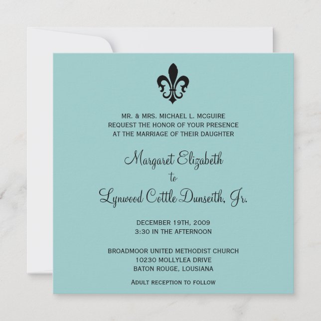 Fleur de lis Wedding Invitation (Front)