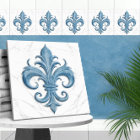 Fleur-De-Lis White and Blue Marble 