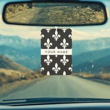 Fleur de Lis, White on Black, White, Your Name