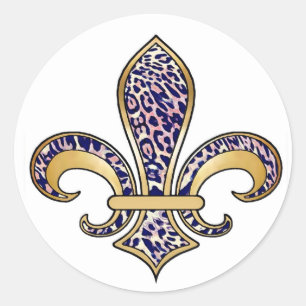 Fleur de Lis with pattern - 04 Classic Round Sticker