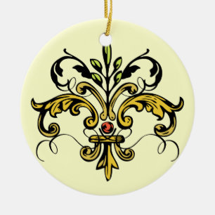 Fleur de lis Xmas Ceramic Ornament