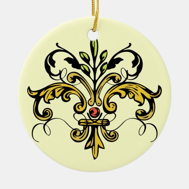 Fleur de lis Xmas Ceramic Ornament (Front)