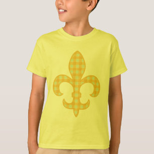Fleur de lis Yellow Gingham kids t-shirt