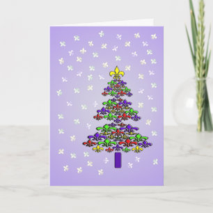 Fleur de Lys Christmas Tree and Snow Holiday Card