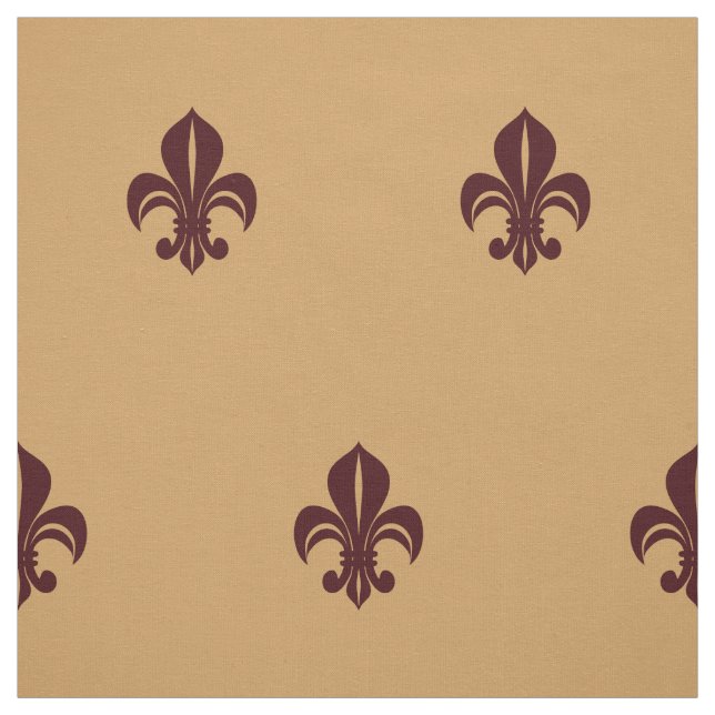 Fleur de lys french lily red on yellow fabric (Swatch)
