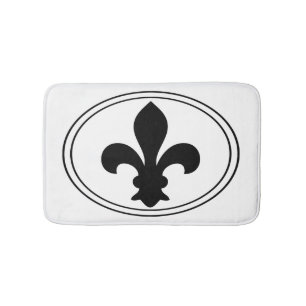 Fleur de Lys French Symbol Black Oval Custom Bath Mat