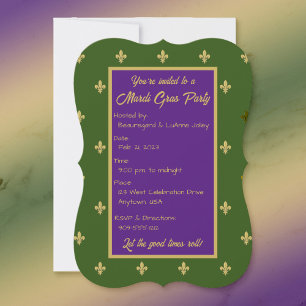 Fleur-de-lys Mardi Gras Party Invitation