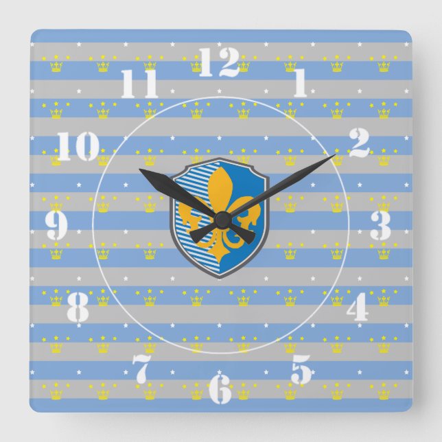 fleur-de-lys square wall clock (Front)