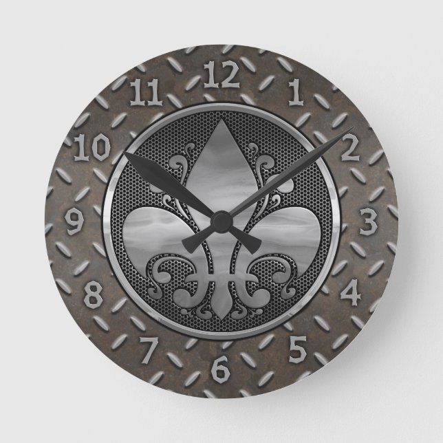 Fleur de Metallic Round Clock (Front)