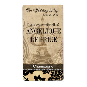 Fleur de Paris Eiffel Tower   sand Wine Label