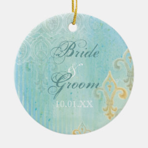 Fleur di Lys Damask 2 Blue - Wedding Ornament