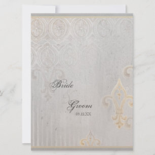 Fleur di Lys Damask 2 Grey Wedding Invitation