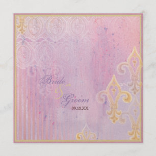 Fleur di Lys Damask 2 Lilac Lavender Invitation