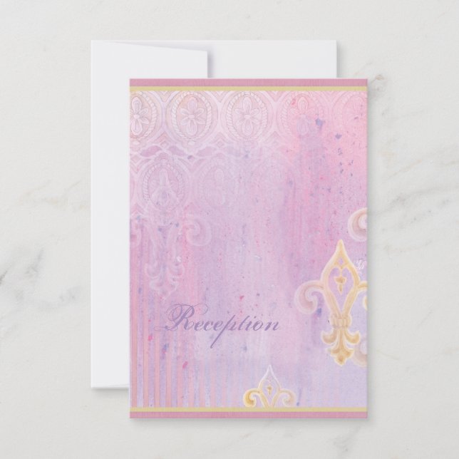 Fleur di Lys Damask 2 - Wedding RSVP Response Card (Front)