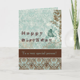Fleur di Lys Damask - Birthday Card