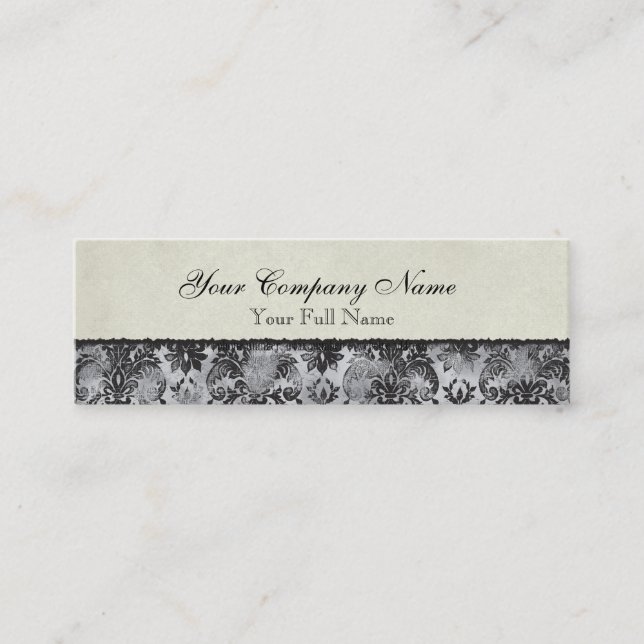 Fleur di Lys Damask Black Business Cards (Front)