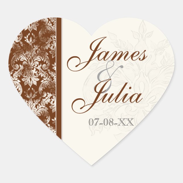 Fleur di Lys Damask - Brown Wedding Seal (Front)