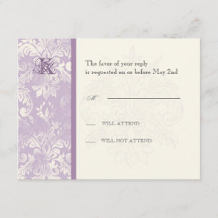Fleur di Lys Damask - Lilac Response Card