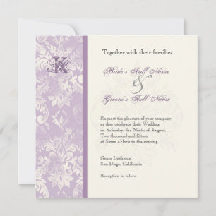 Fleur di Lys Damask - Lilac Wedding Invitation