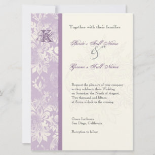 Fleur di Lys Damask - Lilac Wedding Invitation