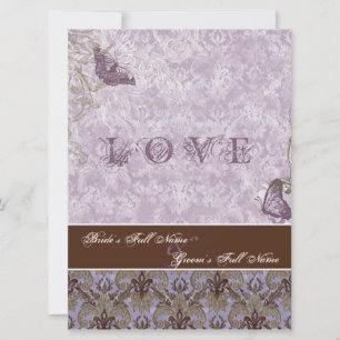 Fleur di Lys Damask - Purple Wedding Invitation