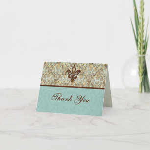 Fleur di Lys Damask Thank You Note Cards