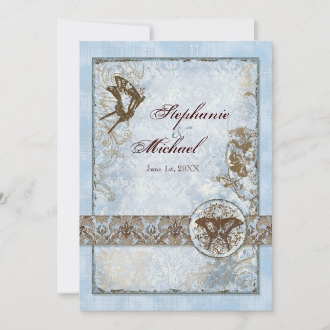 Fleur di Lys Damask vs2 - Damask Floral Swirl Invitation (Front)