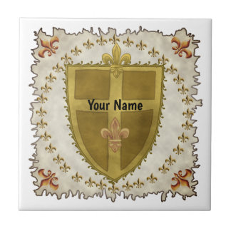 Fleur Family Crest Surname Ceramic Tile