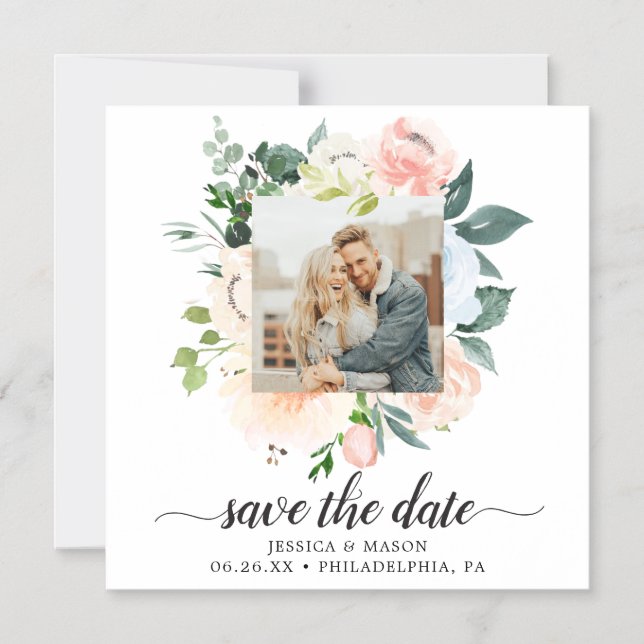 Fleur Jolie Floral Wedding Save The Date Magnets (Front)