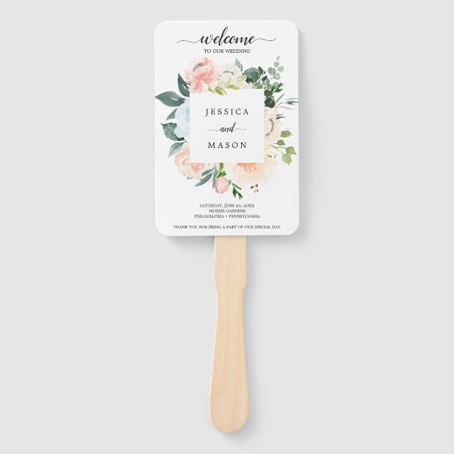Fleur Jolie Watercolor Floral Wedding Program Fan (Front)