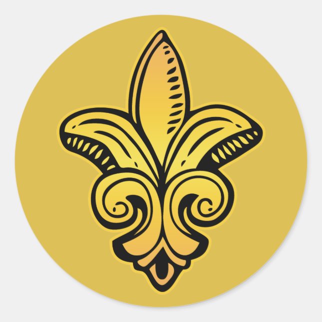 Fleur Mediaeval - Gold Classic Round Sticker (Front)