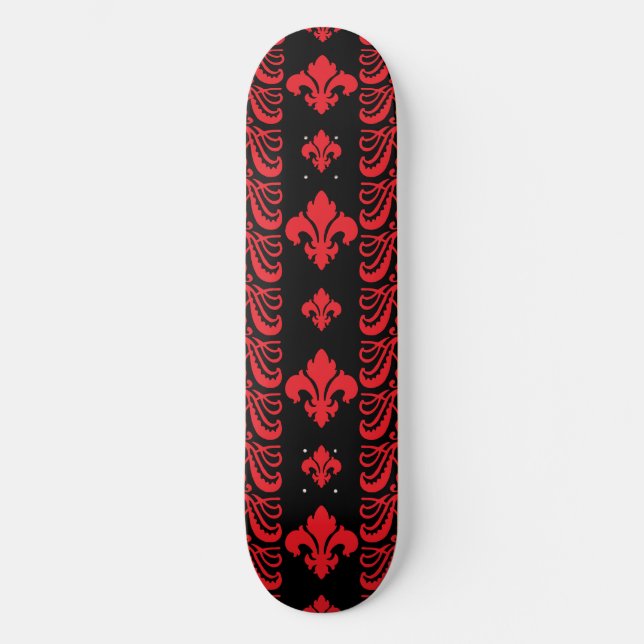 Fleur Stripe 1 Red Skateboard (Front)