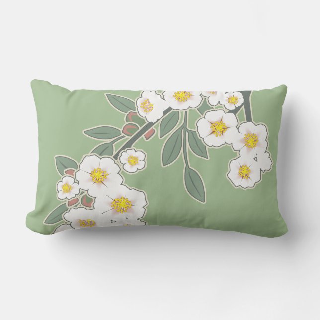Fleurs Cerise au Printemps Lumbar Cushion (Front)