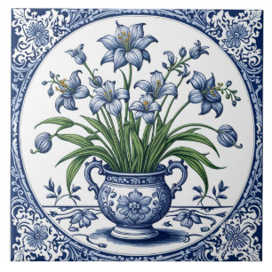 Fleurs couleur bleue ceramic tile