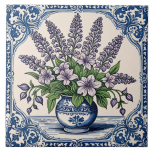 Fleurs couleur lilas ceramic tile