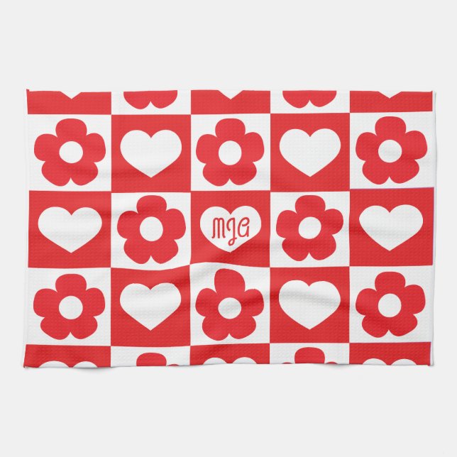 Fleurs d'amour kitchen towel (Horizontal)