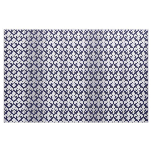 Fleurs-de-lys Silver and Blue Fabric (Fat Quarter)