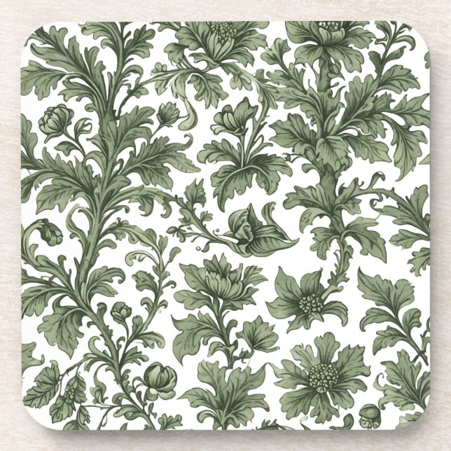 fleurs et feuilles vertes coaster (Front)