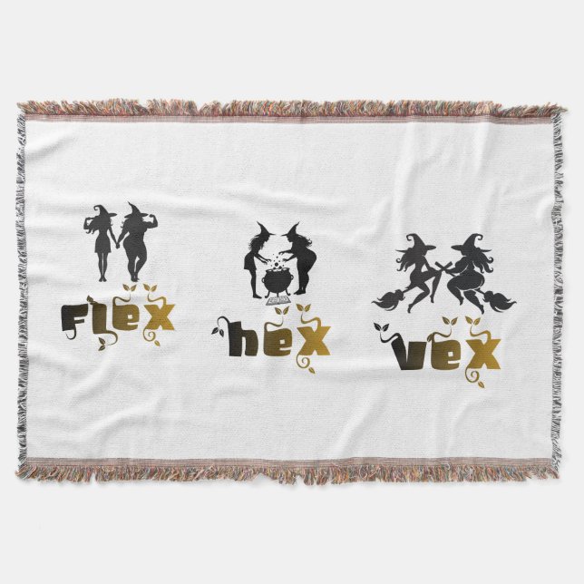 Flex. Hex. Vex. Body Positive & Diverse Witches Throw Blanket (Front)