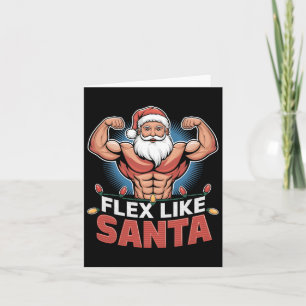 Flex Like Santa Claus Bodybuilder Christmas Gym Wo Card